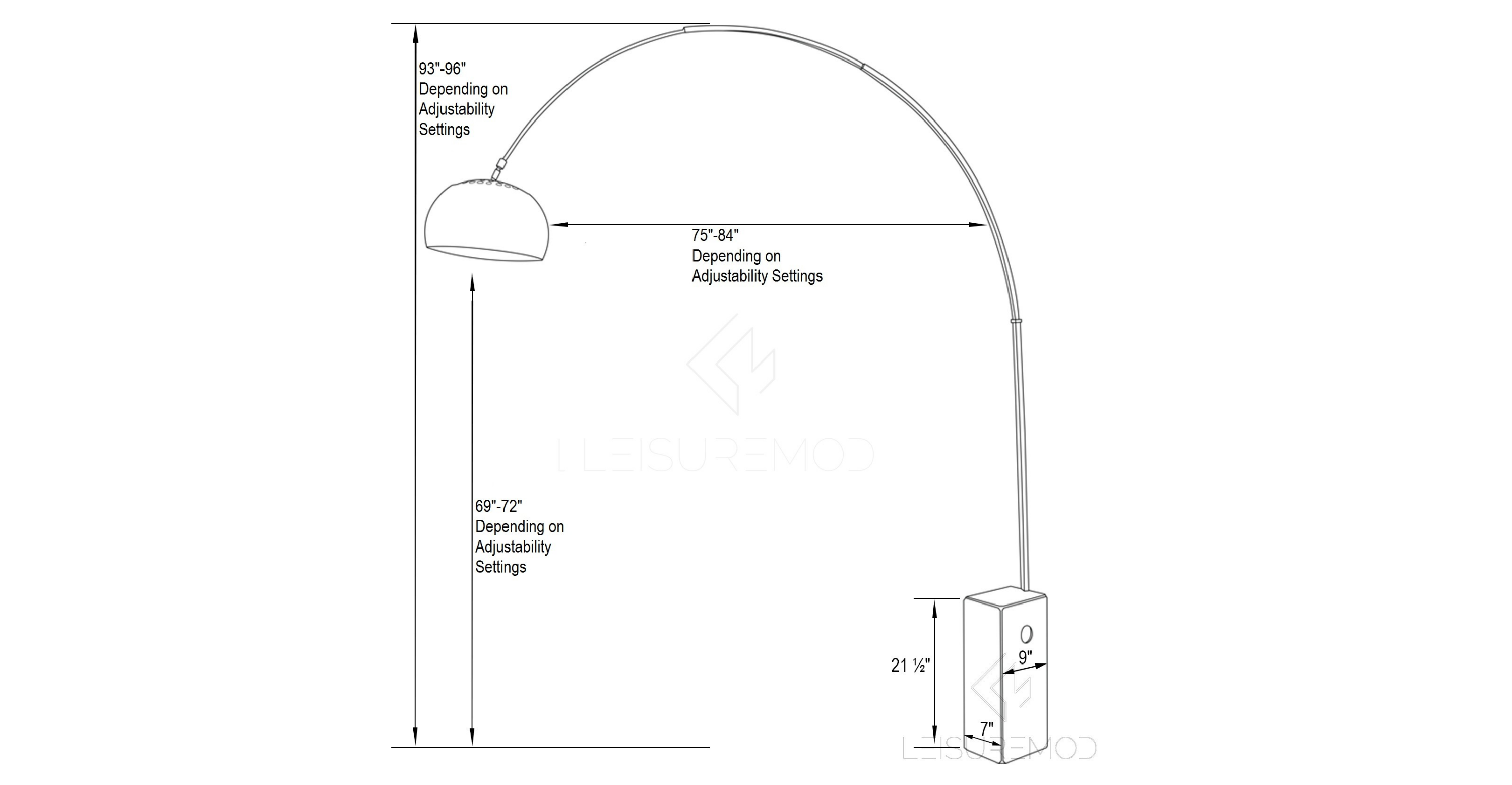 Arco Modern Floor Lamp with Marble Cube Base