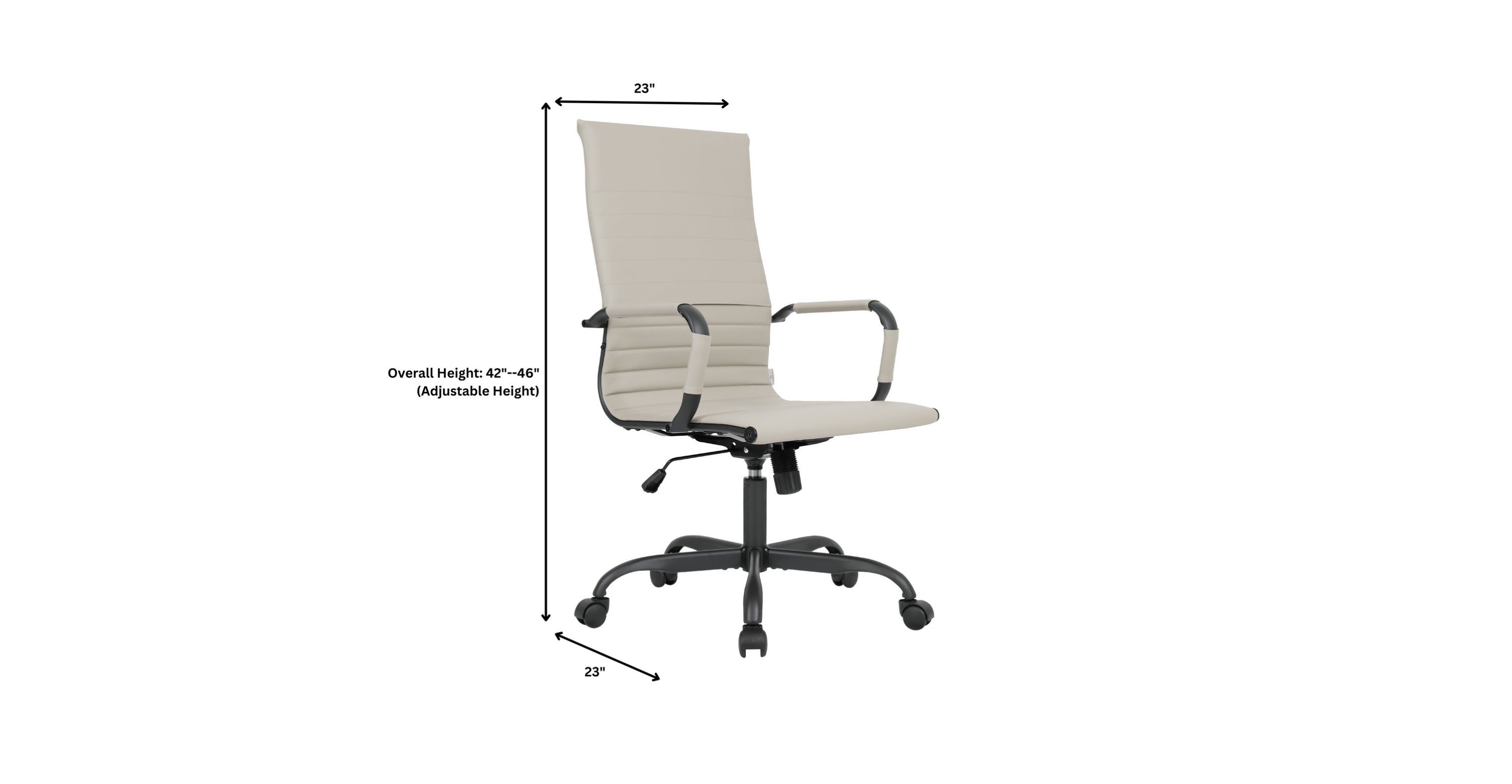 Harris Leather High-Back Adjustable  Office Conference Chair with Armrests