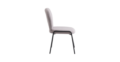 Celestial Modern Boucle Dining Side Chair with Black/White Powder Coated Iron Frame