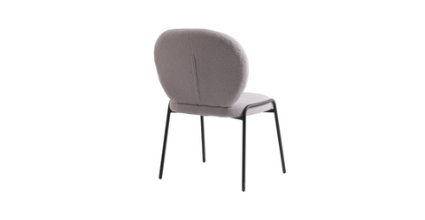 Celestial Modern Boucle Dining Side Chair with Black/White Powder Coated Iron Frame