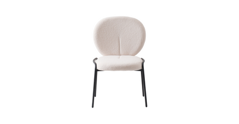 Celestial Modern Boucle Dining Side Chair with Black/White Powder Coated Iron Frame