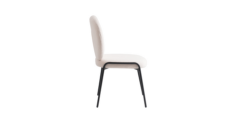 Celestial Modern Boucle Dining Side Chair with Black/White Powder Coated Iron Frame