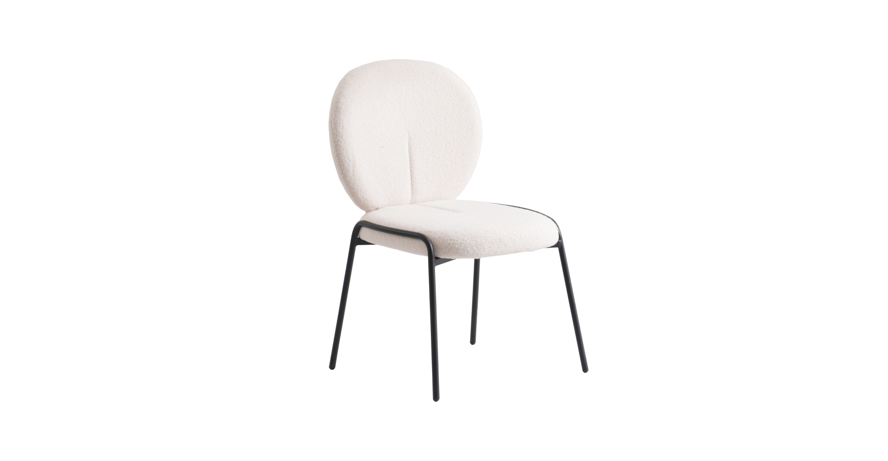 Celestial Modern Boucle Dining Side Chair with Black/White Powder Coated Iron Frame