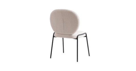 Celestial Modern Boucle Dining Side Chair with Black/White Powder Coated Iron Frame