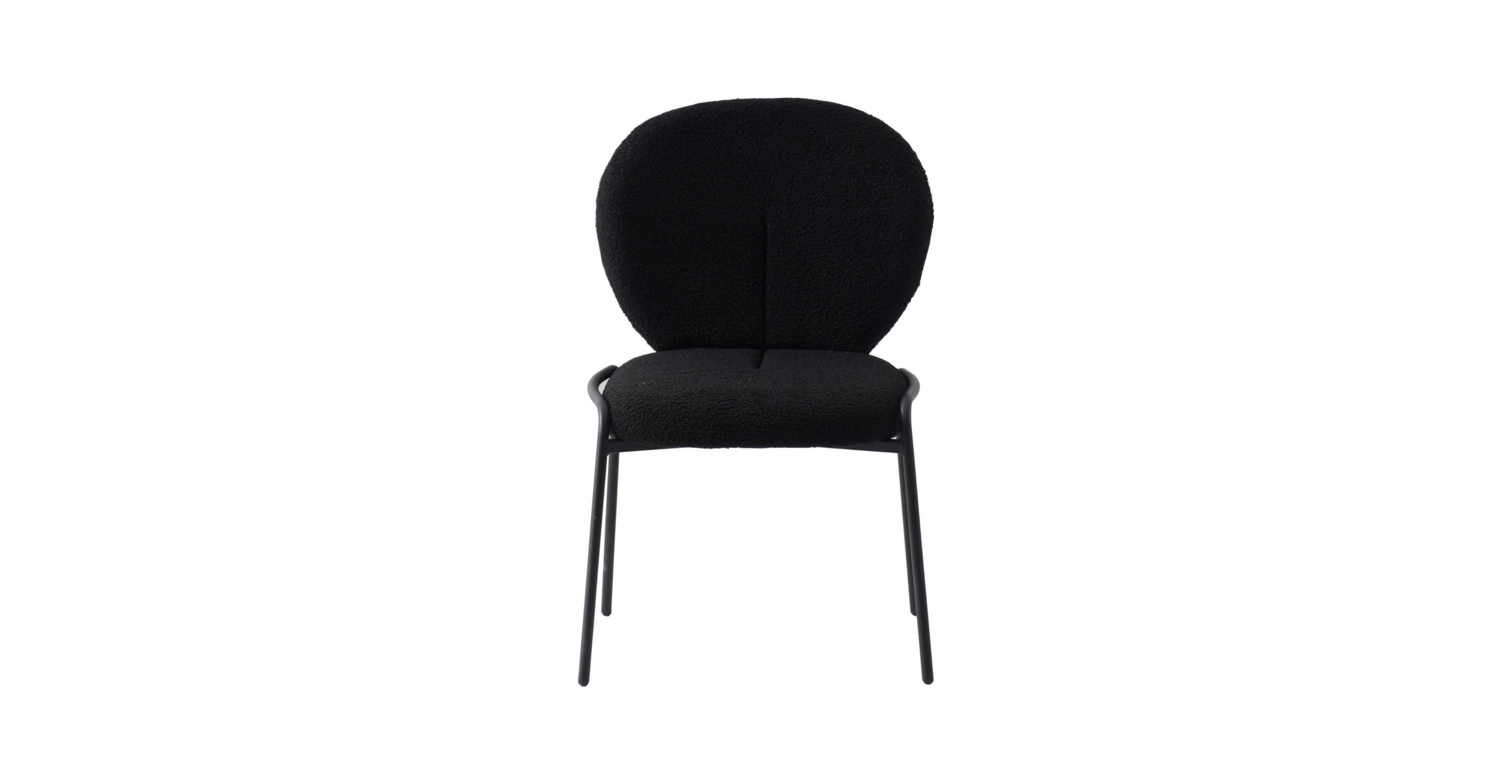 Celestial Modern Boucle Dining Side Chair with Black/White Powder Coated Iron Frame