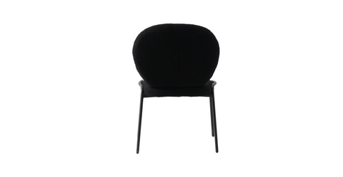 Celestial Modern Boucle Dining Side Chair with Black/White Powder Coated Iron Frame