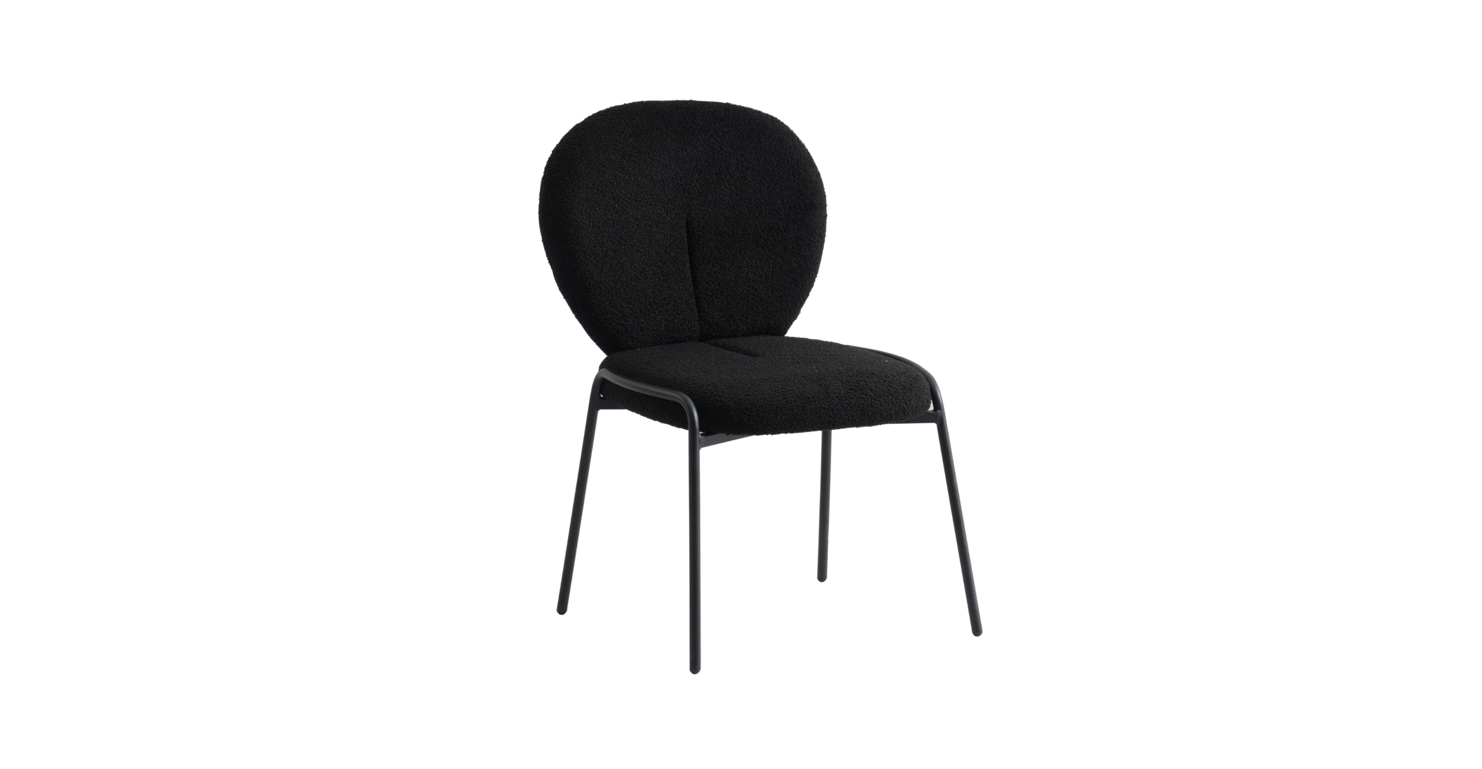 Celestial Modern Boucle Dining Side Chair with Black/White Powder Coated Iron Frame