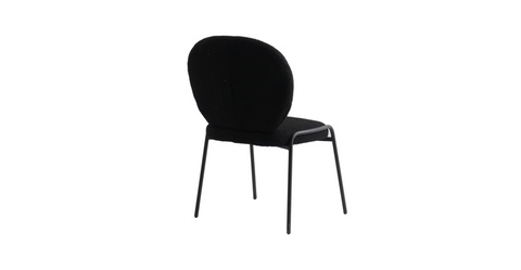 Celestial Modern Boucle Dining Side Chair with Black/White Powder Coated Iron Frame