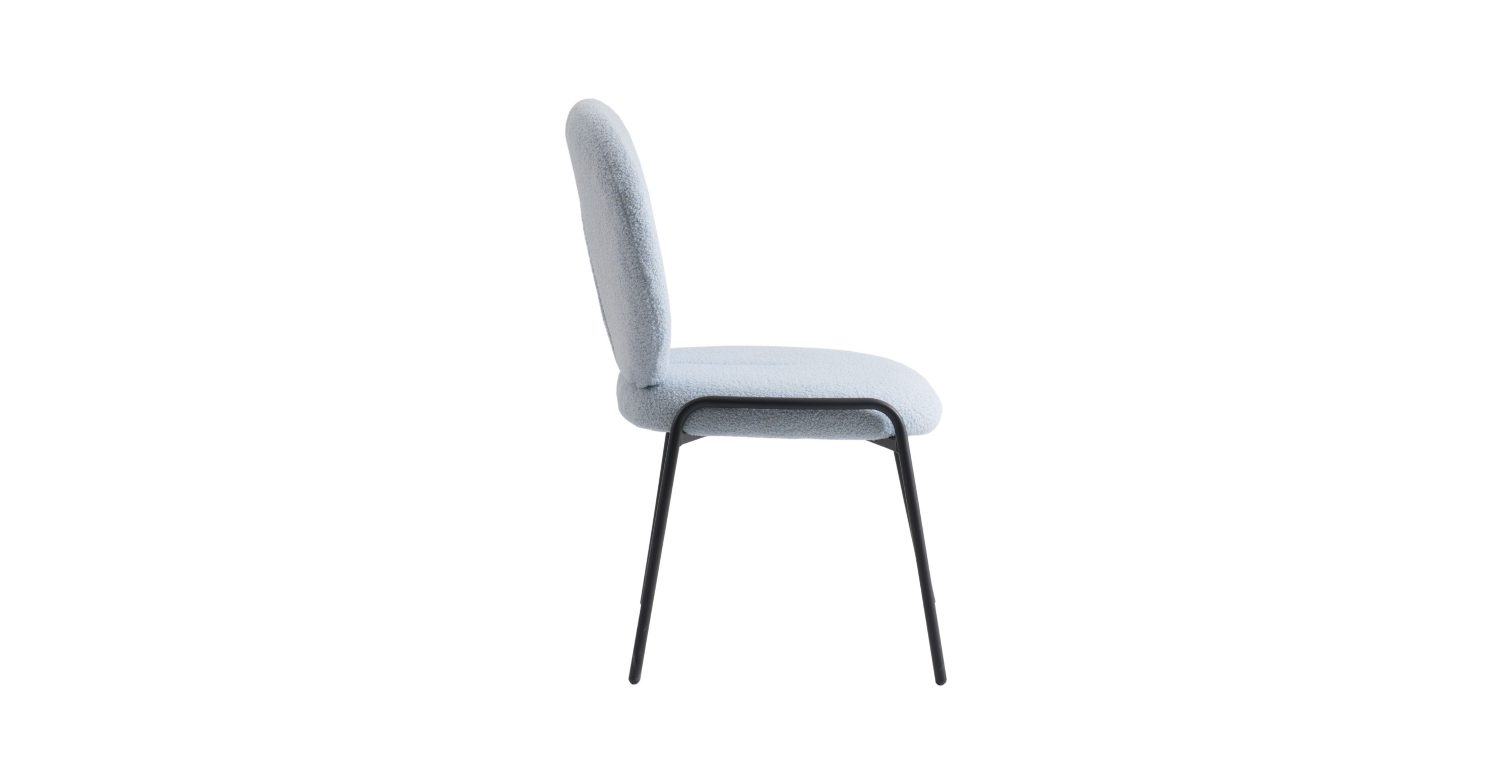 Celestial Modern Boucle Dining Side Chair with Black/White Powder Coated Iron Frame