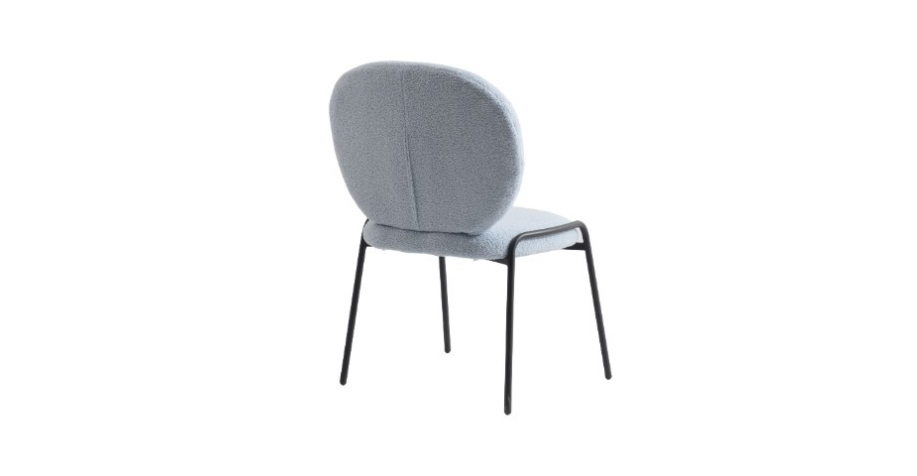 Celestial Modern Boucle Dining Side Chair with Black/White Powder Coated Iron Frame