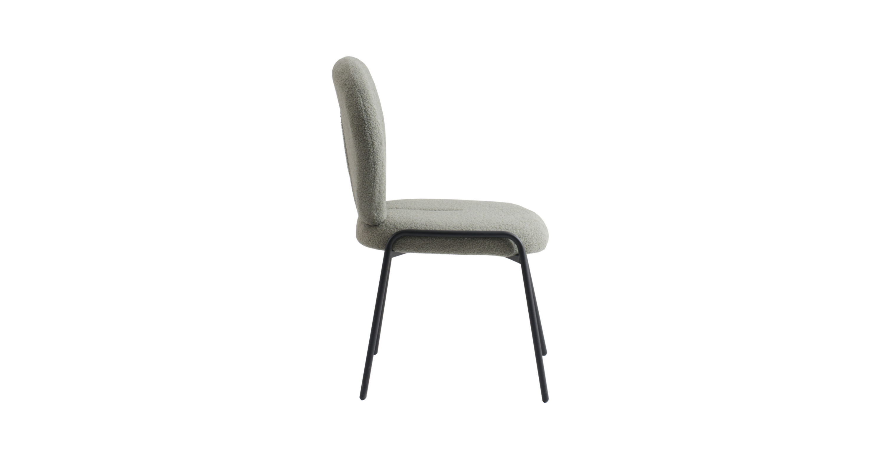 Celestial Modern Boucle Dining Side Chair with Black/White Powder Coated Iron Frame