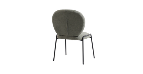 Celestial Modern Boucle Dining Side Chair with Black/White Powder Coated Iron Frame