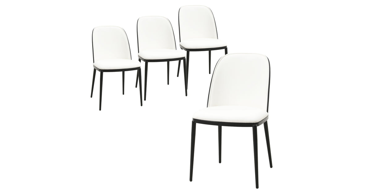 Tule Dining Side Chair with Upholstered Seat and Powder-Coated Steel Frame Set of 4