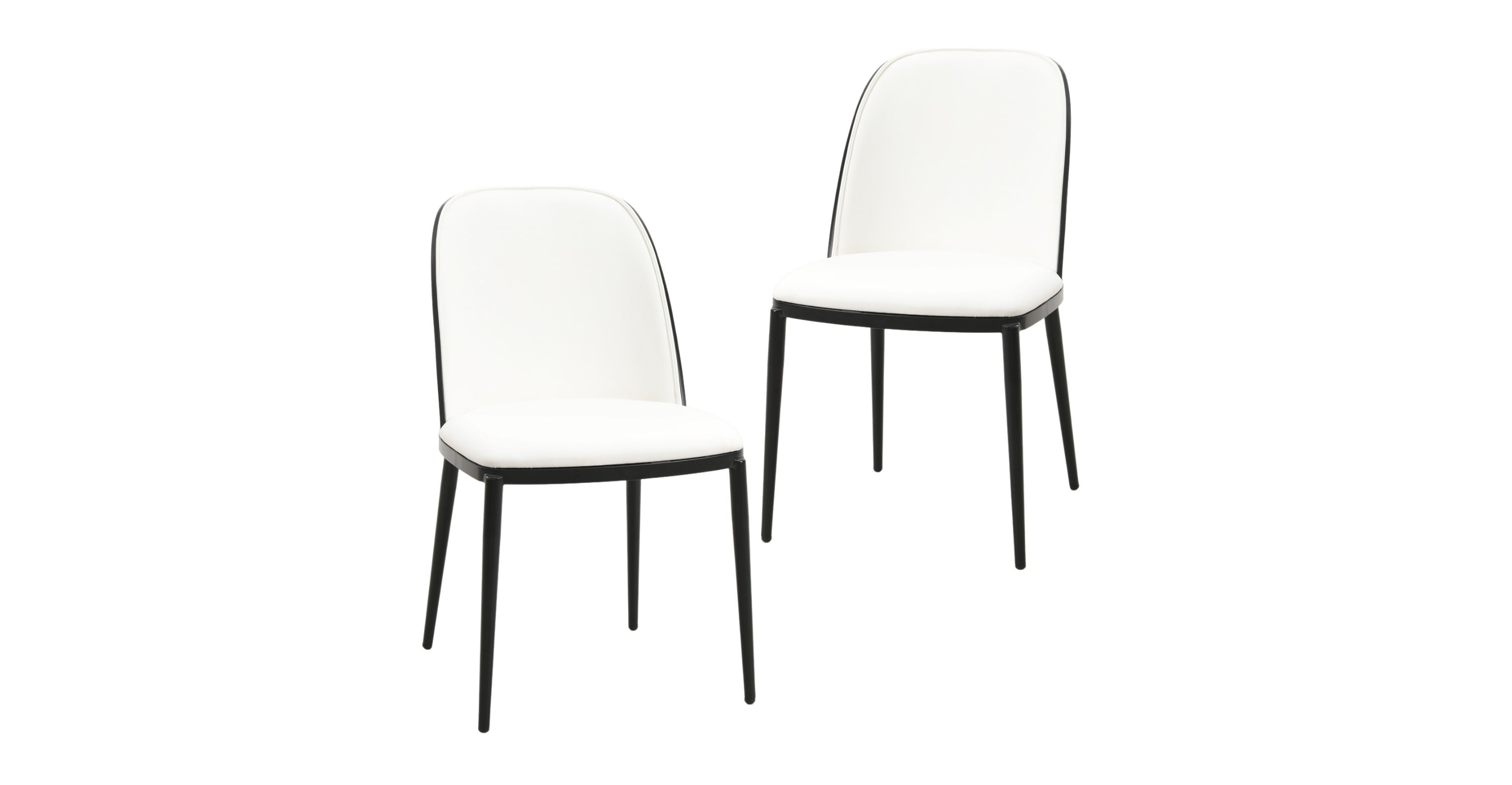 Tule Dining Side Chair with Upholstered Seat and Powder-Coated Steel Frame Set of 2