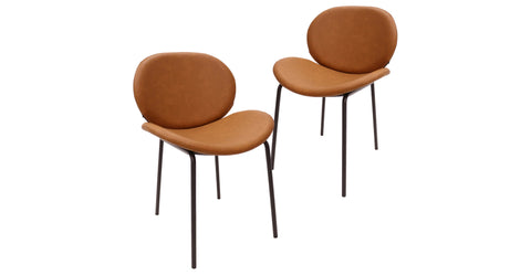 Servos Modern Dining Side Chair with Upholstered Seat and Powder Coated Iron Frame Set of 2