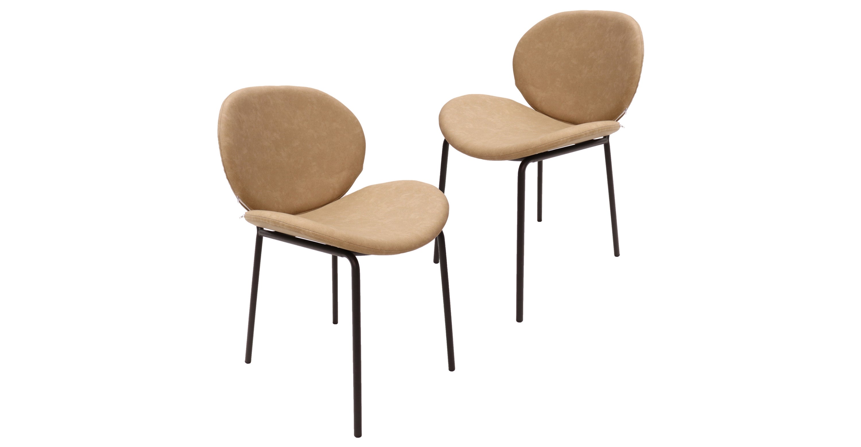 Servos Modern Dining Side Chair with Upholstered Seat and Powder Coated Iron Frame Set of 2