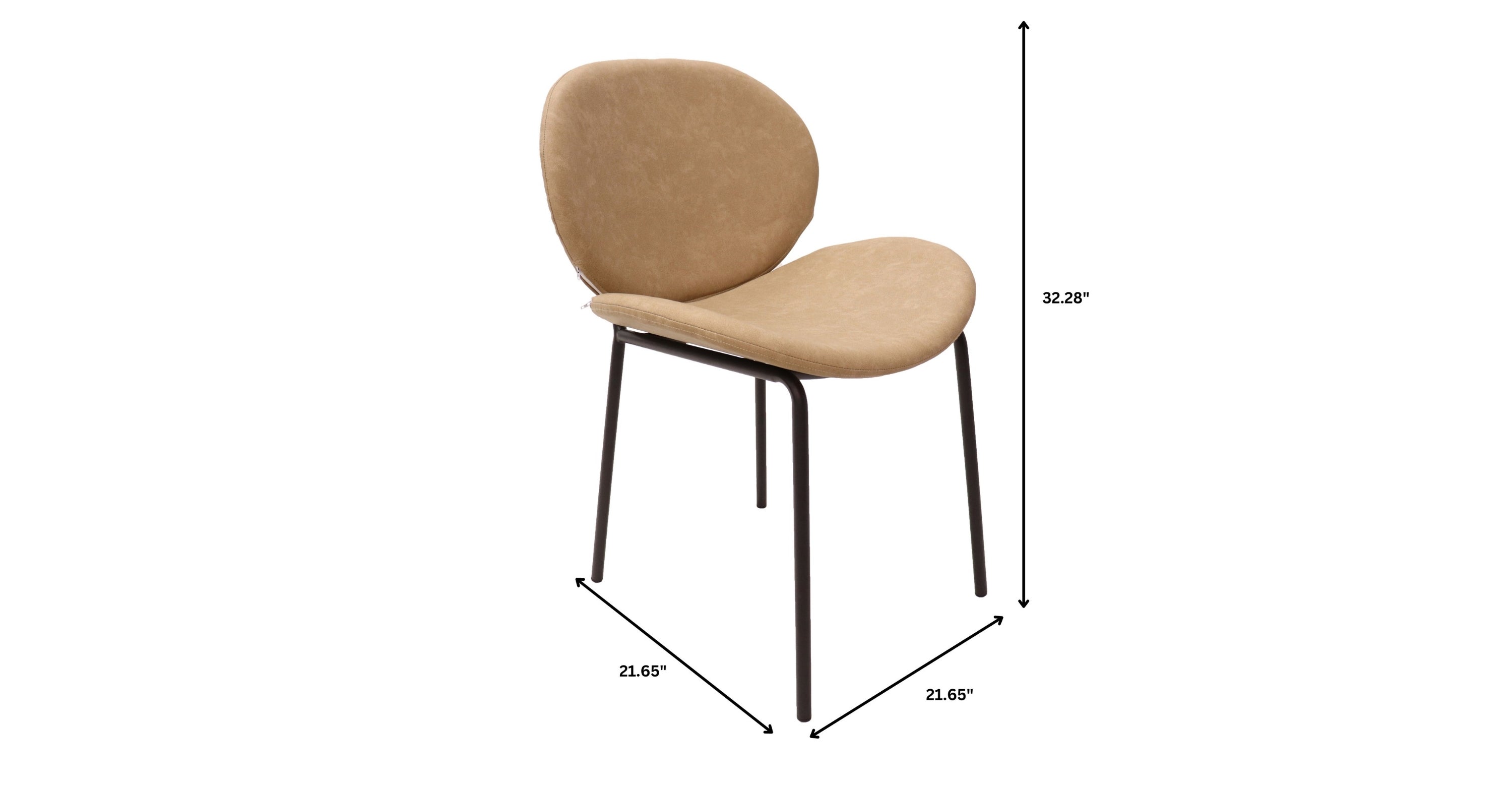 Servos Modern Dining Side Chair with Upholstered Seat and Powder Coated Iron Frame Set of 2