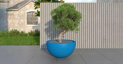 Iris Modern Round Planter Pot in Fiberstone and Clay Weather Resistant Design