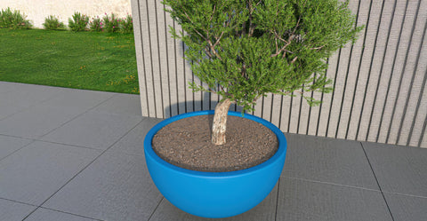 Iris Modern Round Planter Pot in Fiberstone and Clay Weather Resistant Design