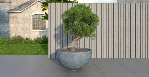 Iris Modern Round Planter Pot in Fiberstone and Clay Weather Resistant Design