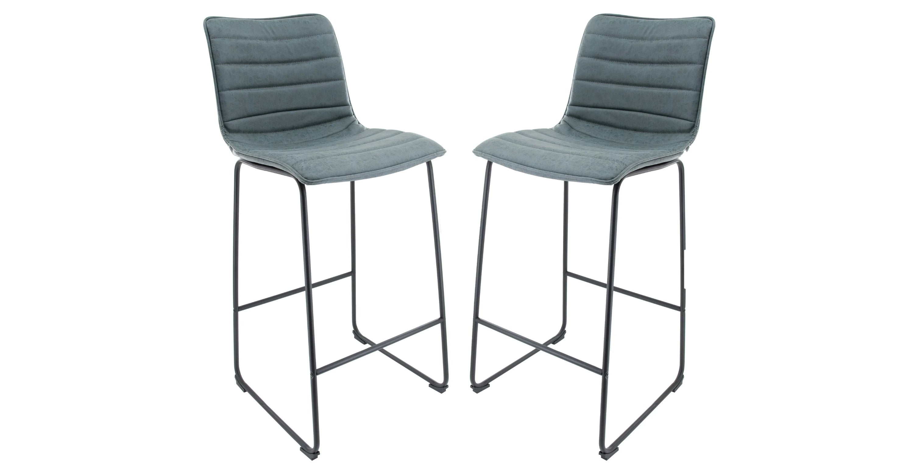 Brooklyn 29.9" Modern Leather Bar Stool With Black Iron Base & Footrest Set of 2