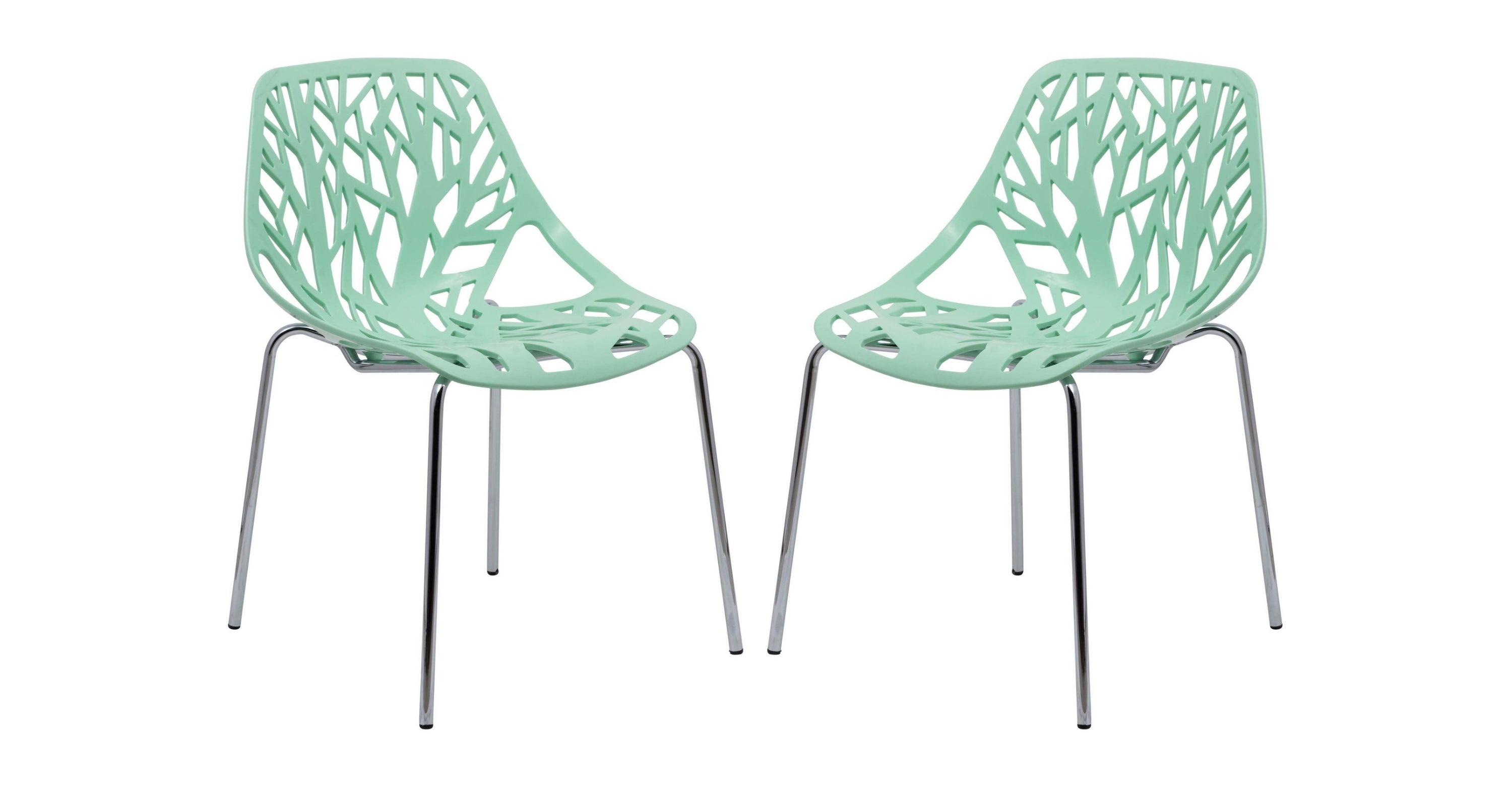 Modern Asbury Dining Chair with Chromed Legs set of 2