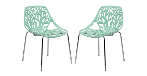 Modern Asbury Dining Chair with Chromed Legs set of 2