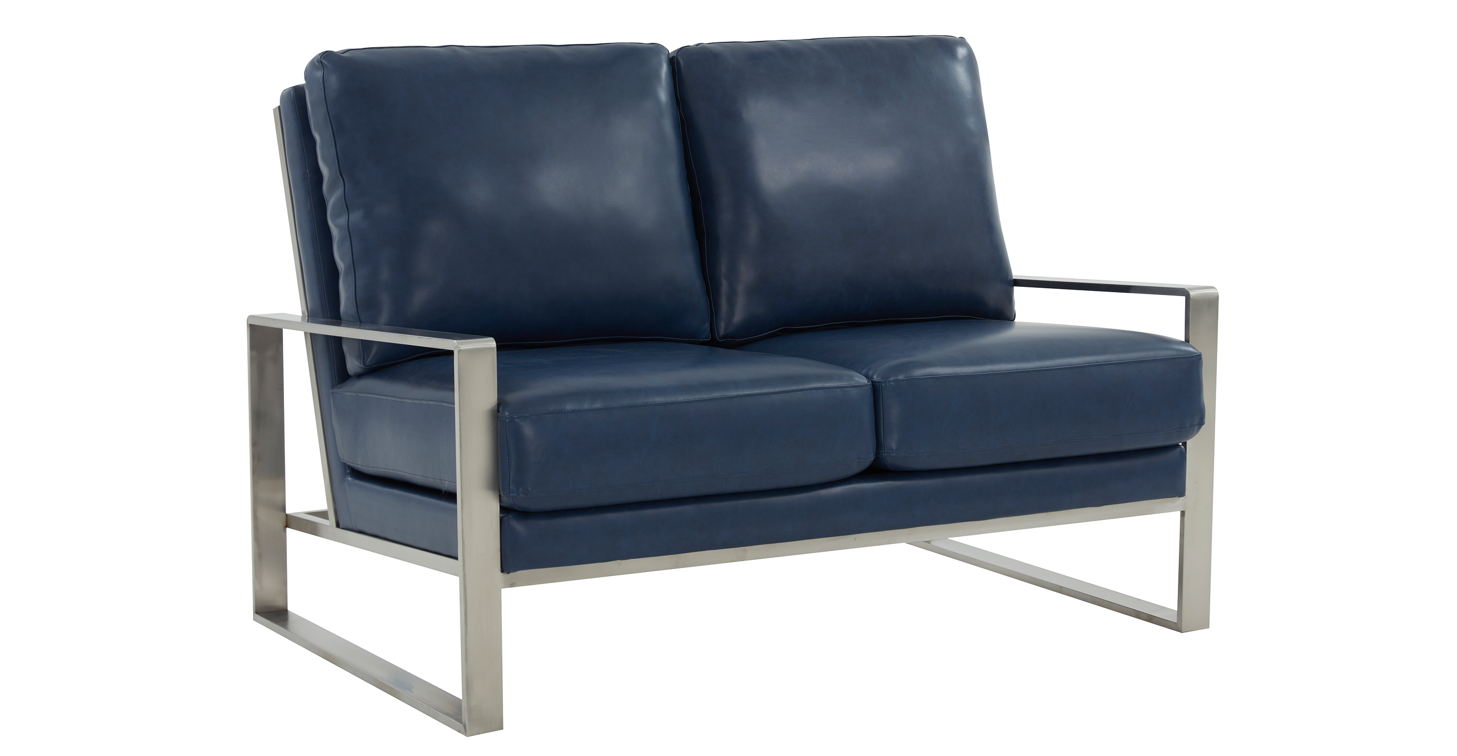 Jefferson Contemporary Velvet/Leather Loveseat with Stainless Steel Frame