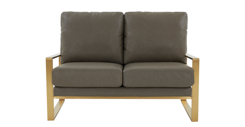 Jefferson Contemporary Velvet/Leather Loveseat with Stainless Steel Frame