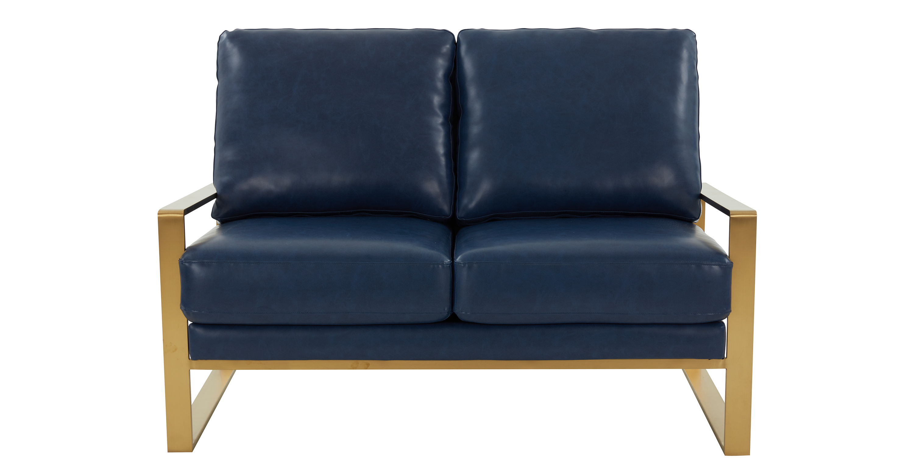 Jefferson Contemporary Velvet/Leather Loveseat with Stainless Steel Frame