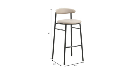 Lume Series Modern Bar Stool Upholstered in Leather for Dining Room and Kitchen