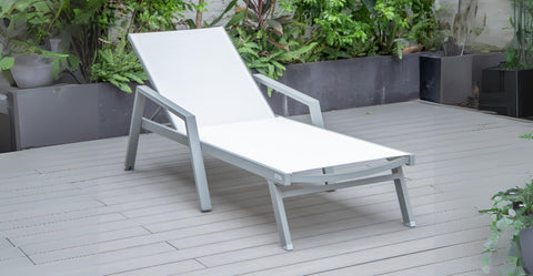 Marlin Aluminum Outdoor Chaise Lounge Chair with Sling Fabric Seat