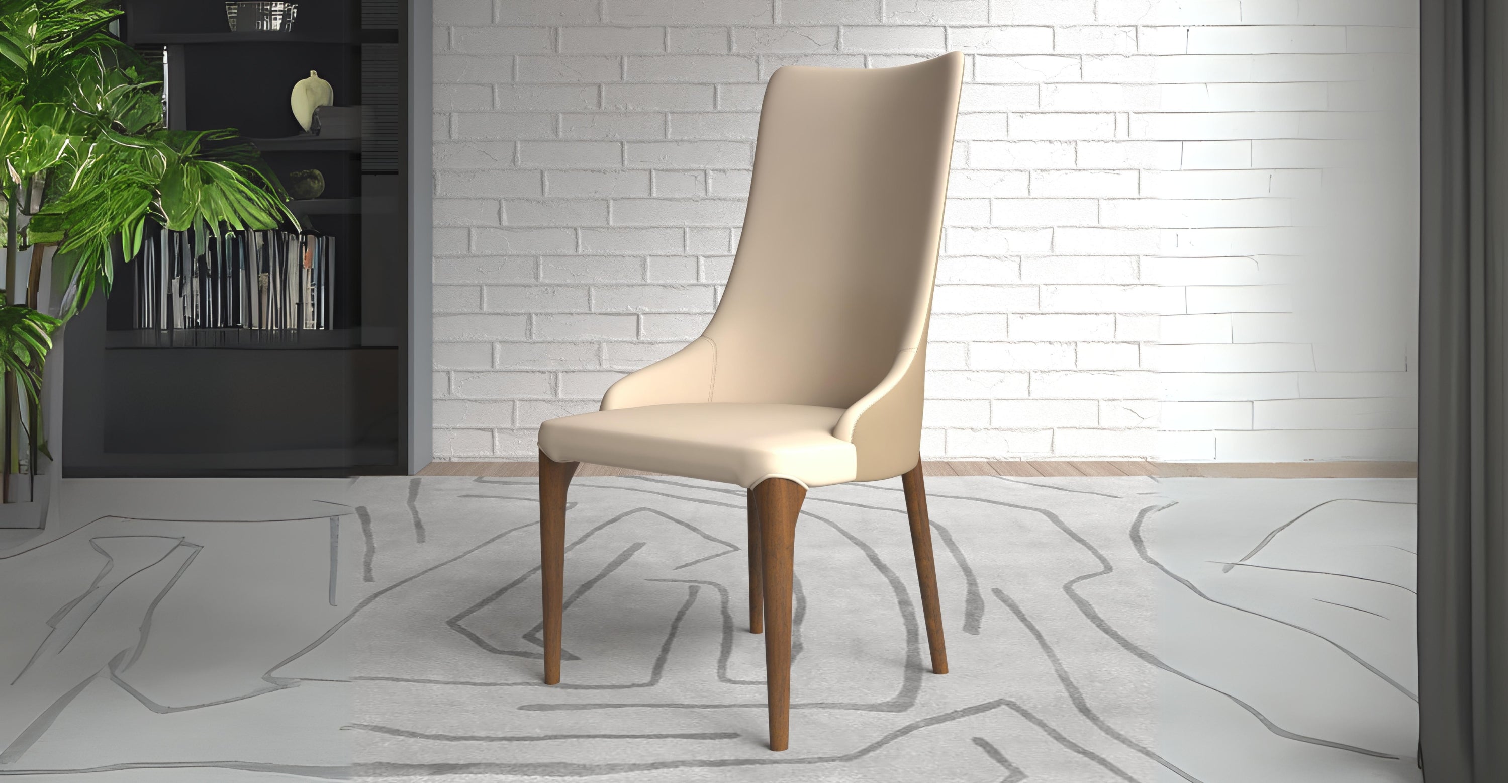 Elm Dining Chair with a Leather/Velvet Seat and a Two-Tone Color Design Backrest in Ash Wood