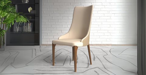 Elm Dining Chair with a Leather/Velvet Seat and a Two-Tone Color Design Backrest in Ash Wood