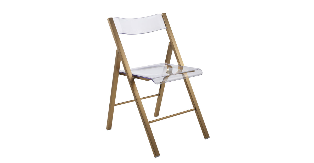 Menno Modern Acrylic Gold Base Folding Chair, Set of 4