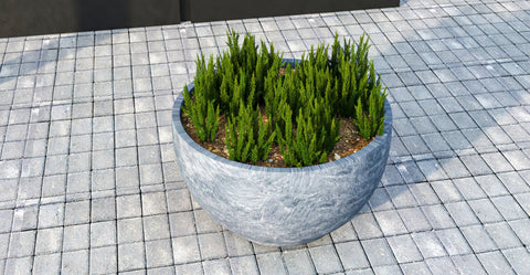 Grove Modern Fiberstone Round Planter Weather Resistant Design Plant Pot