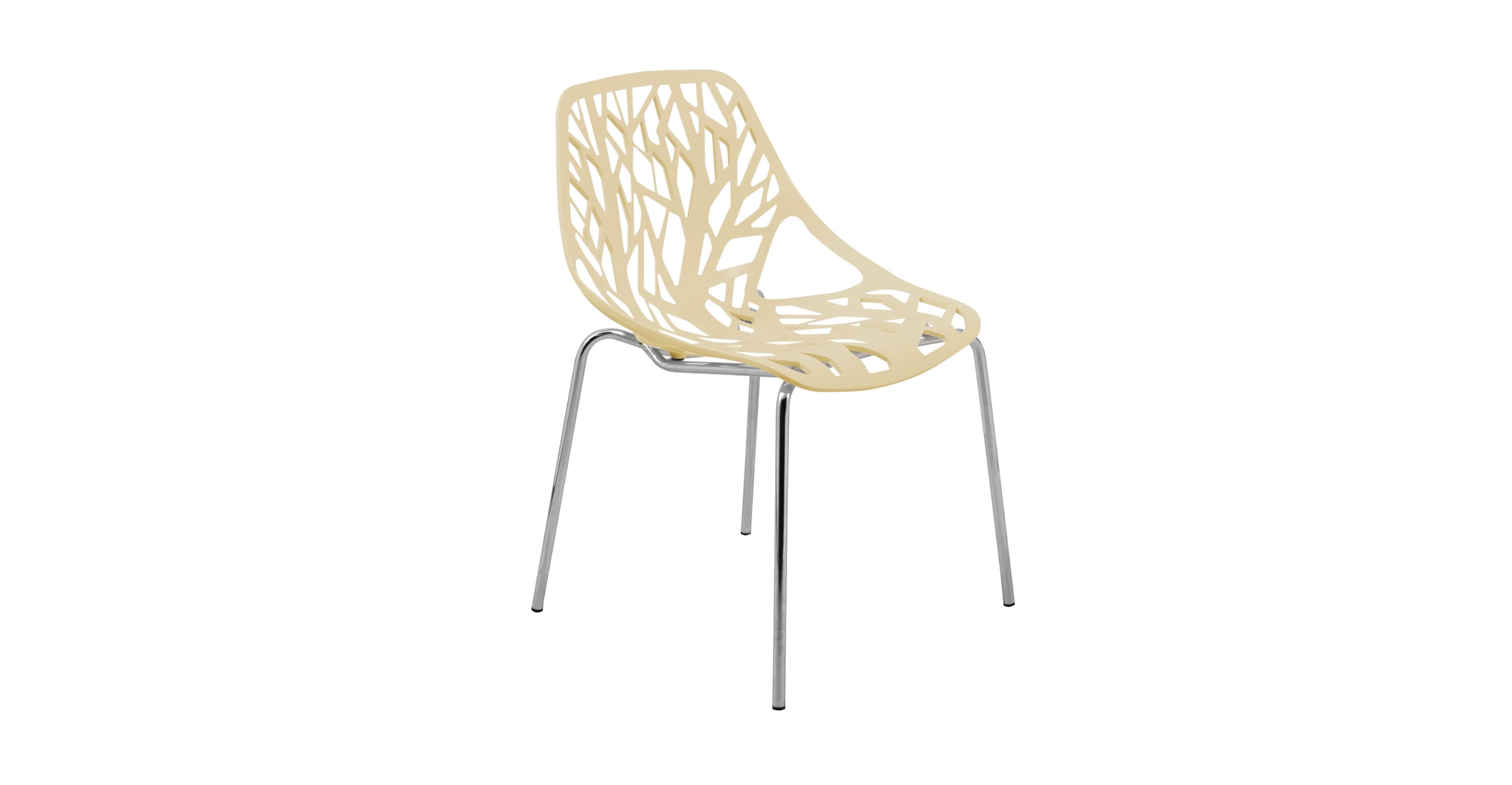 Asbury Polypropylene Dining Side Chair with Forest Cut-Out Design in Chrome