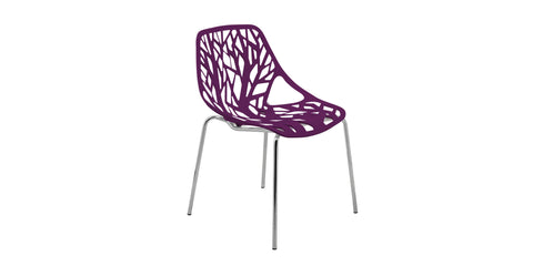 Asbury Polypropylene Dining Side Chair with Forest Cut-Out Design in Chrome