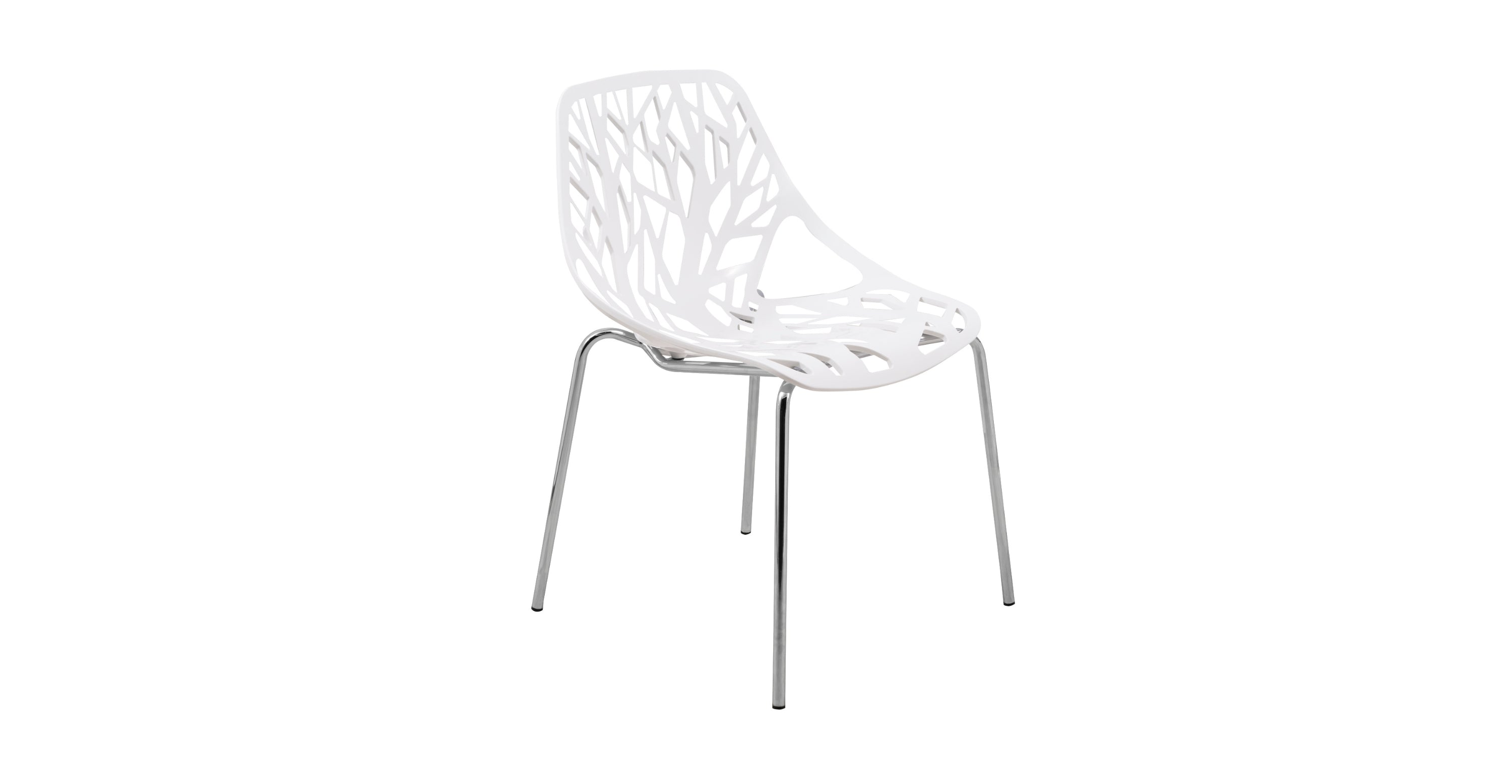 Asbury Polypropylene Dining Side Chair with Forest Cut-Out Design in Chrome