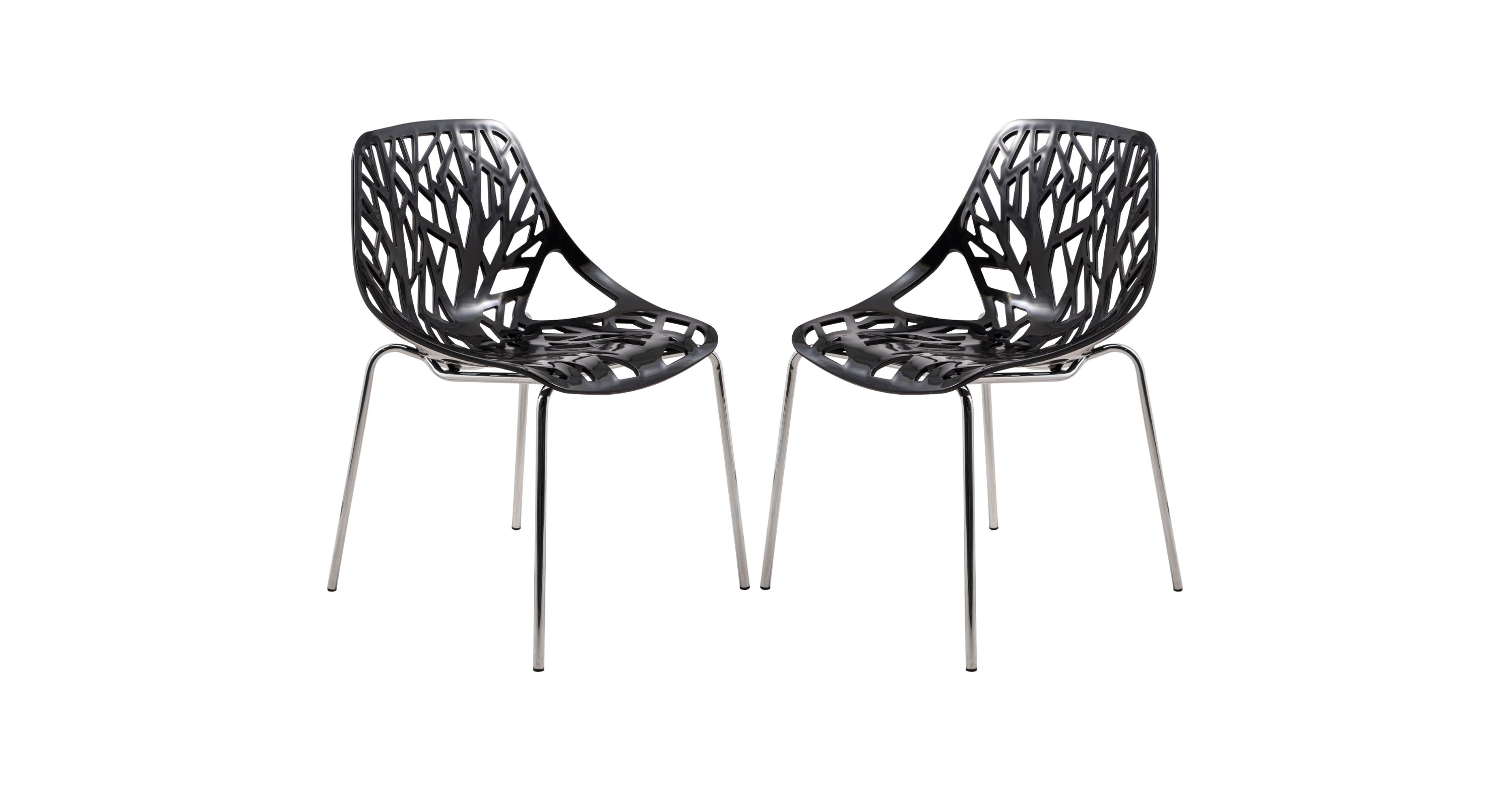 Modern Asbury Dining Chair with Chromed Legs set of 2