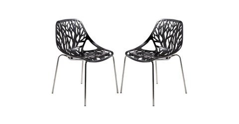 Modern Asbury Dining Chair with Chromed Legs set of 2