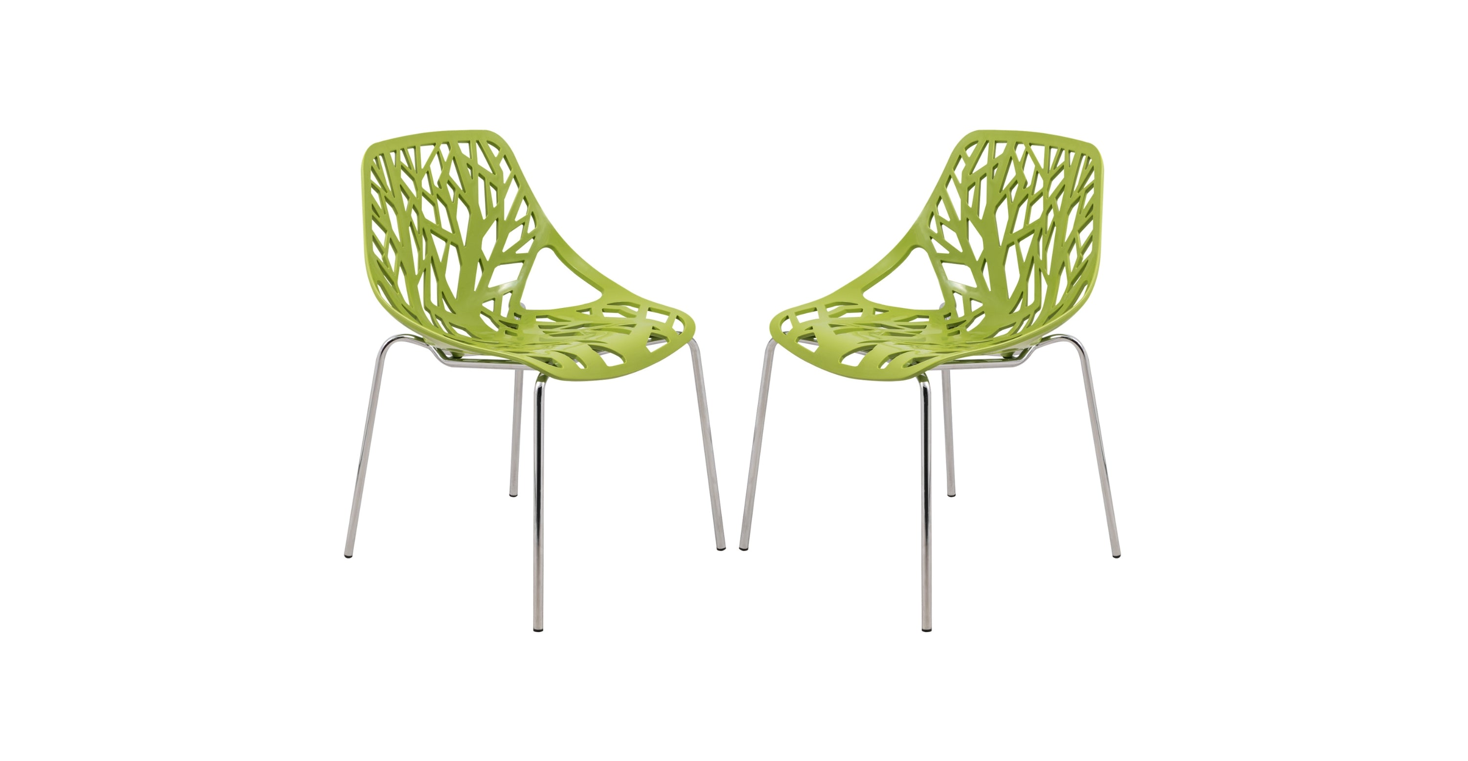 Modern Asbury Dining Chair with Chromed Legs set of 2