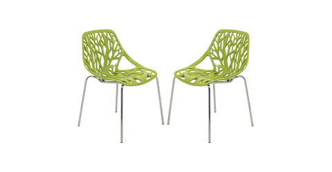 Modern Asbury Dining Chair with Chromed Legs set of 2