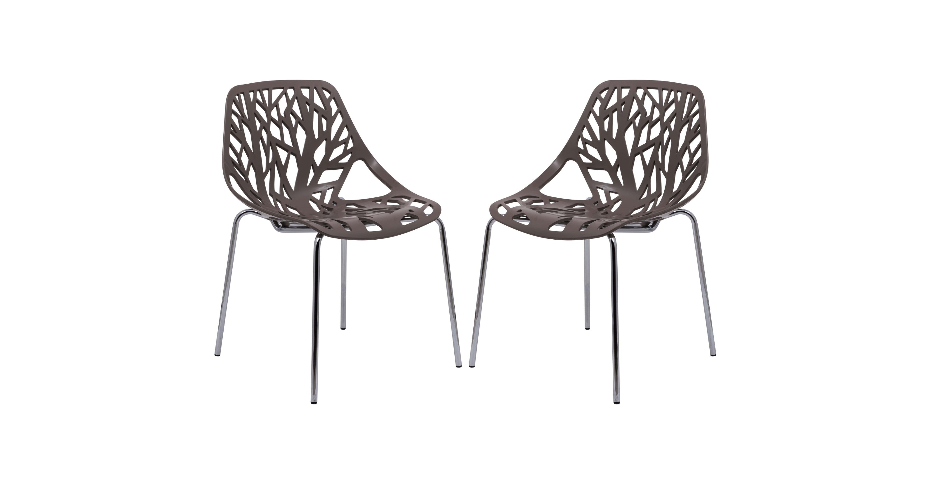 Modern Asbury Dining Chair with Chromed Legs set of 2