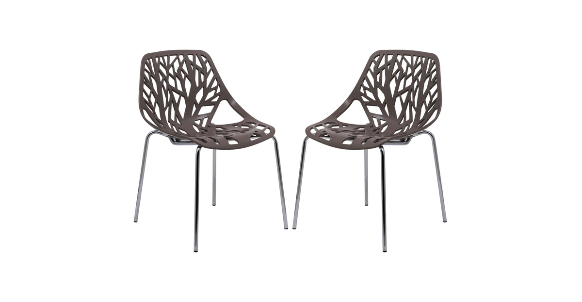 Modern Asbury Dining Chair with Chromed Legs set of 2