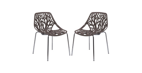 Modern Asbury Dining Chair with Chromed Legs set of 2