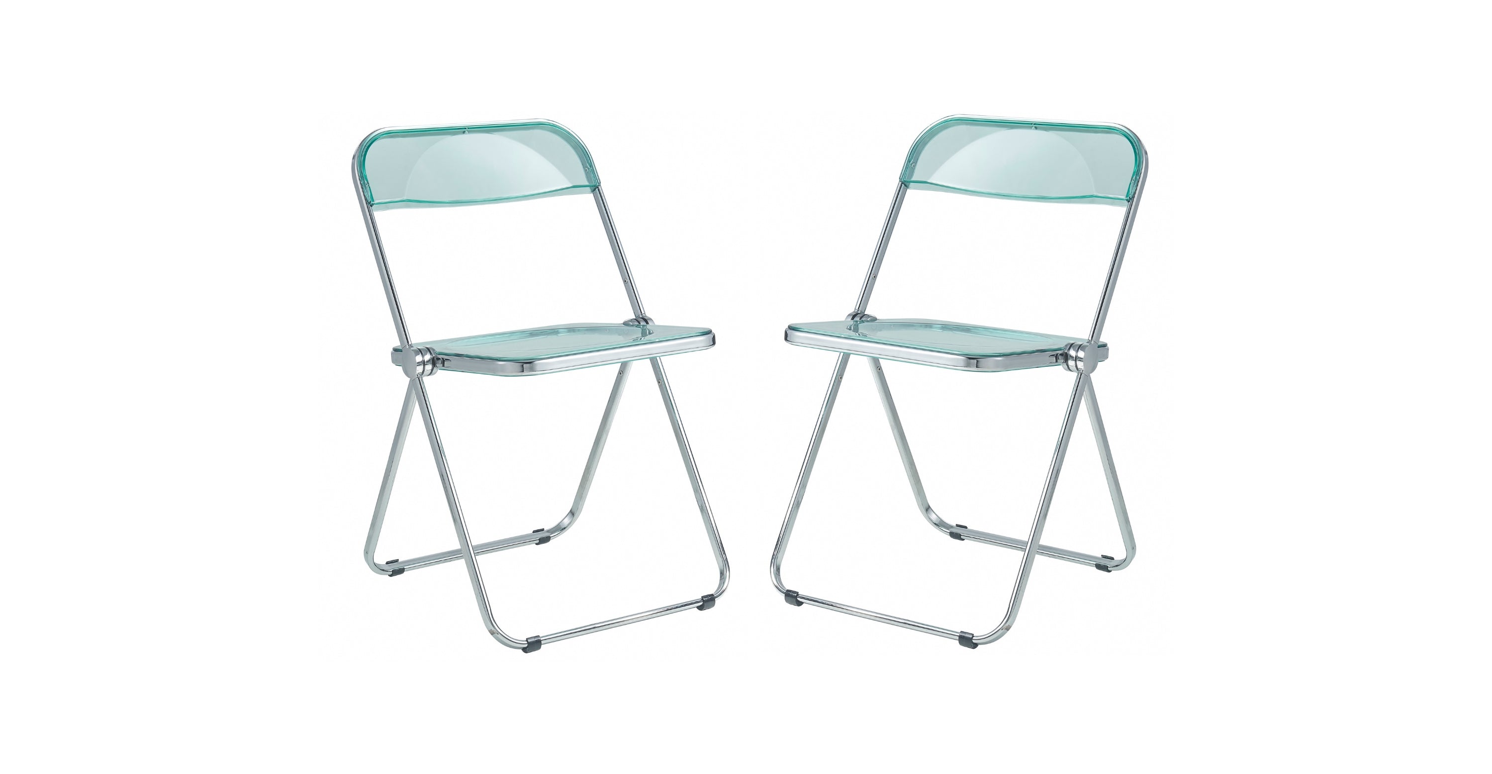 Lawrence Acrylic Folding Chair With Metal Frame Set of 2