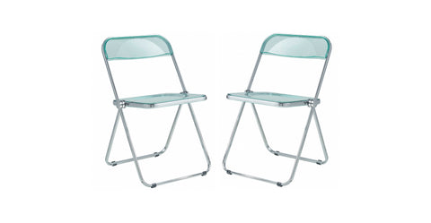 Lawrence Acrylic Folding Chair With Metal Frame Set of 2