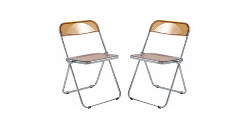 Lawrence Acrylic Folding Chair With Metal Frame Set of 2