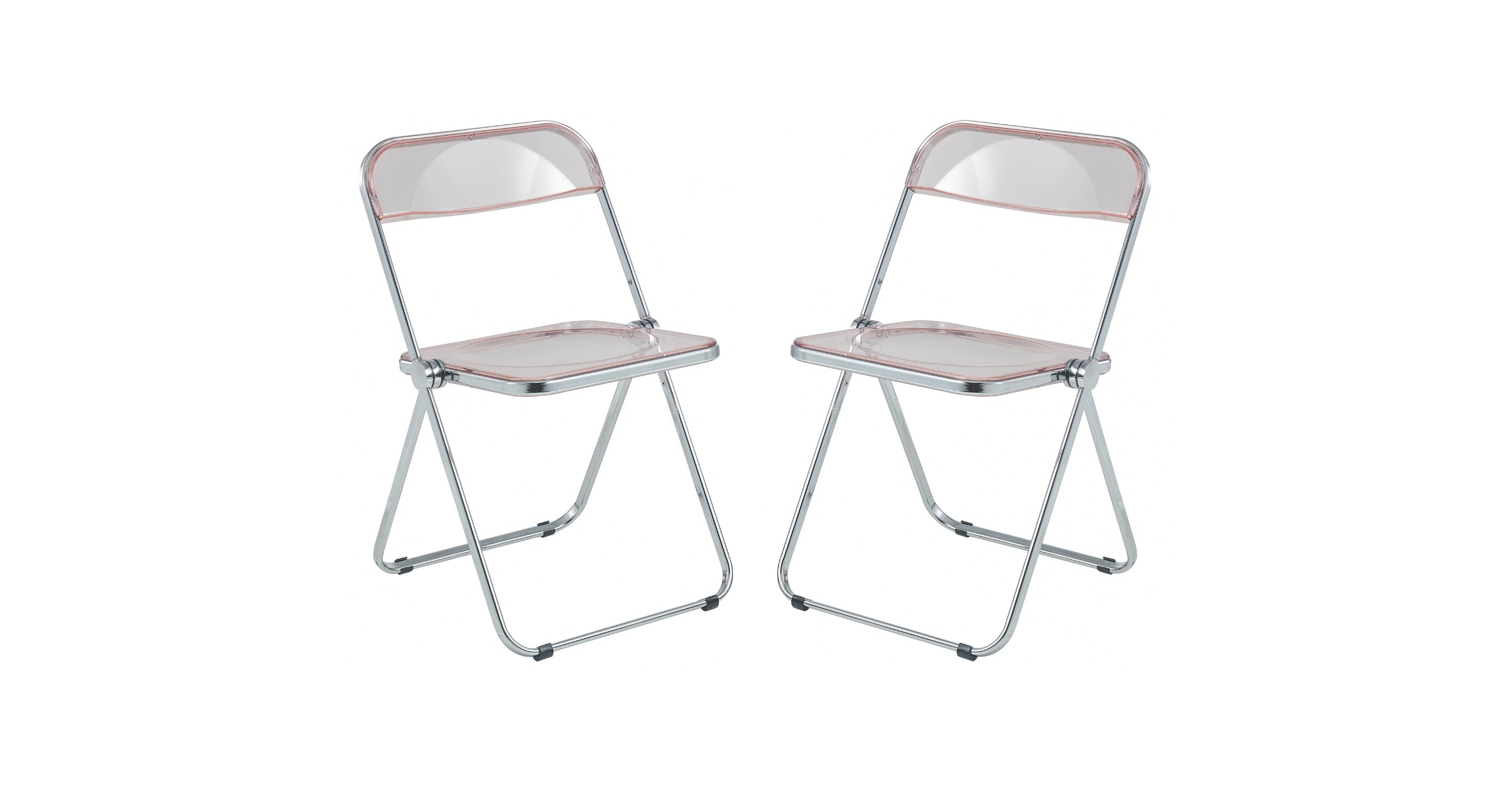 Lawrence Acrylic Folding Chair With Metal Frame Set of 2